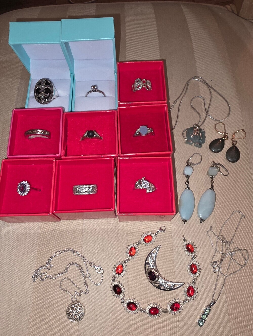 RESELLERS!! LOT OF ALL STERLING SILVER 925 GENUINE GEMSTONES, JADE JEWELRY
